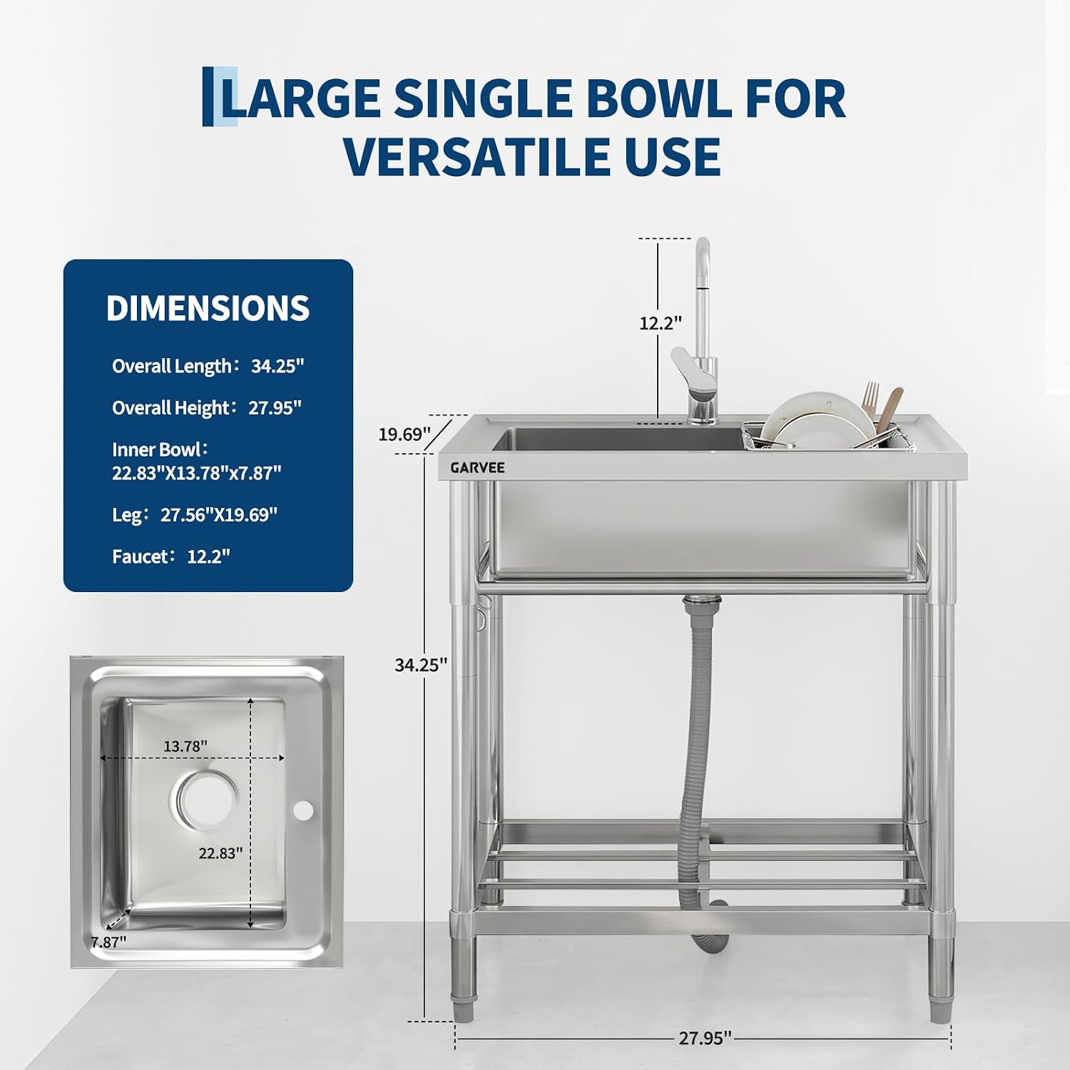 Stainless Steel Utility Sink W - Commercial Kitchen Taps review and price