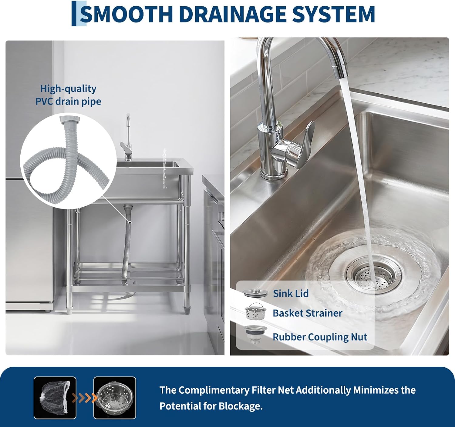 Stainless Steel Utility Sink W - Commercial Kitchen Taps review and price