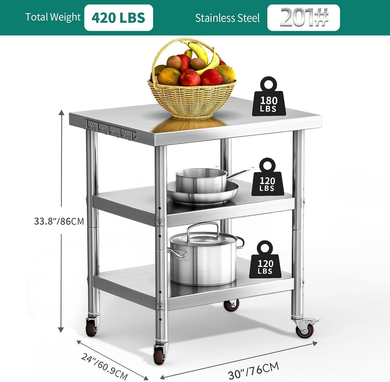 Stainless Steel Food Prep Tabl - Commercial Kitchen Prep Table With Storage review and price