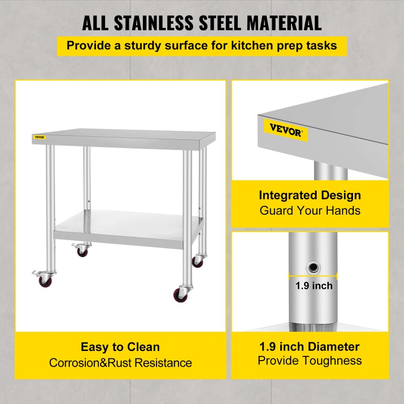 Stainless Steel Kitchen Prep T - Commercial Kitchen Prep Table With Storage review and price