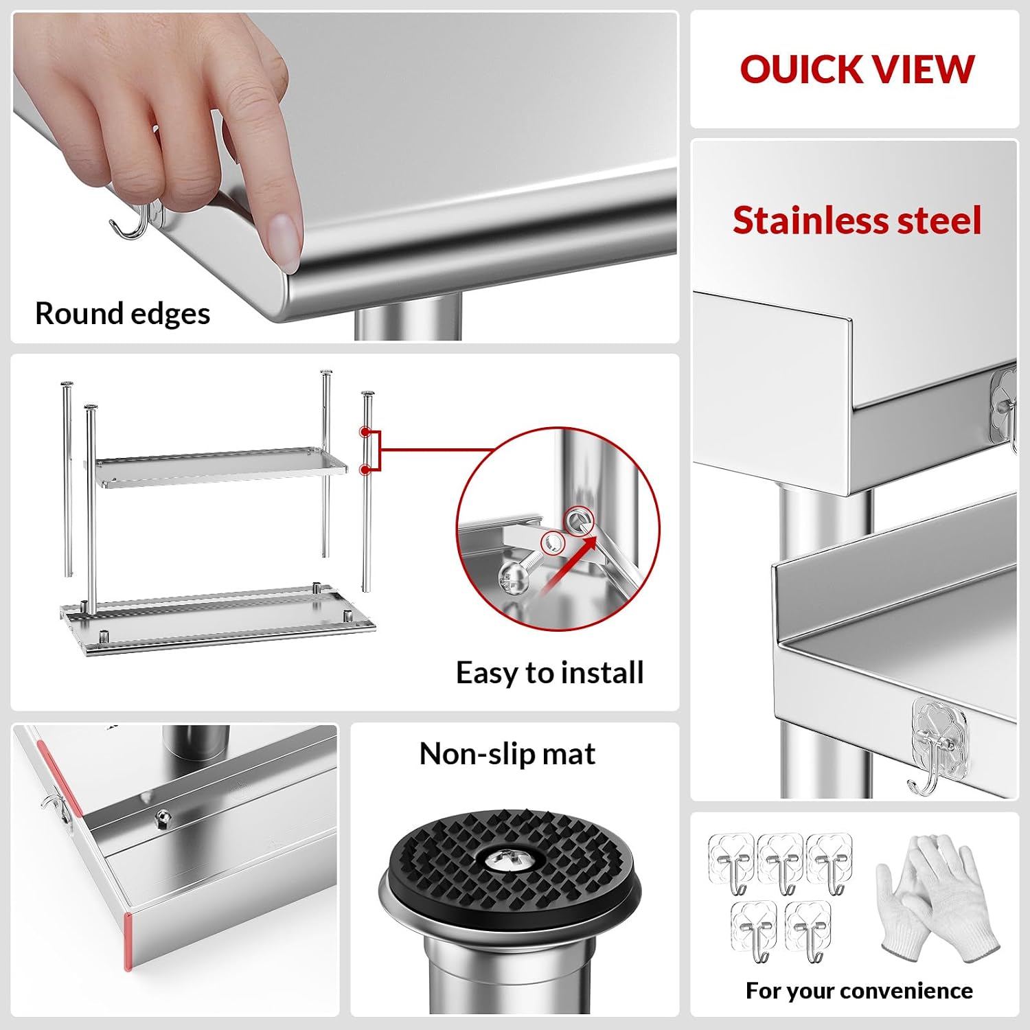 Stainless Steel Food Prep Tabl - Commercial Kitchen Prep Table With Storage review and price